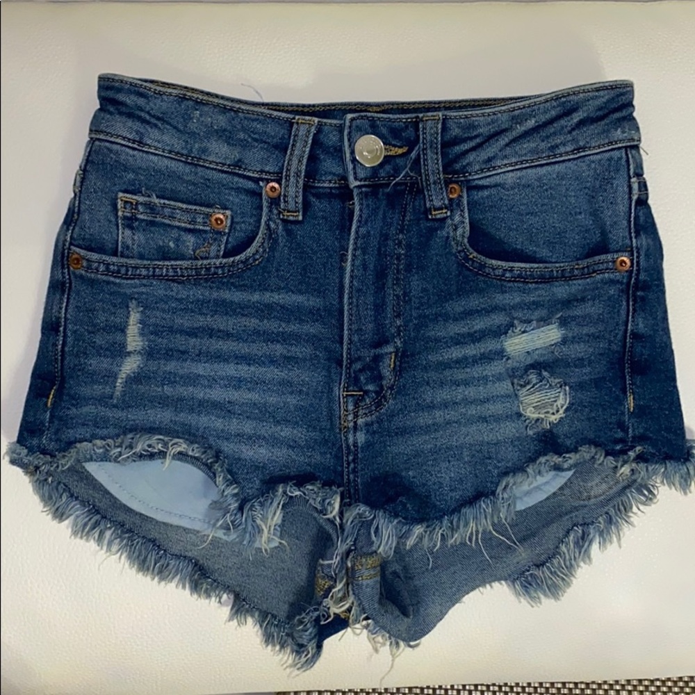 High rise denim shorts